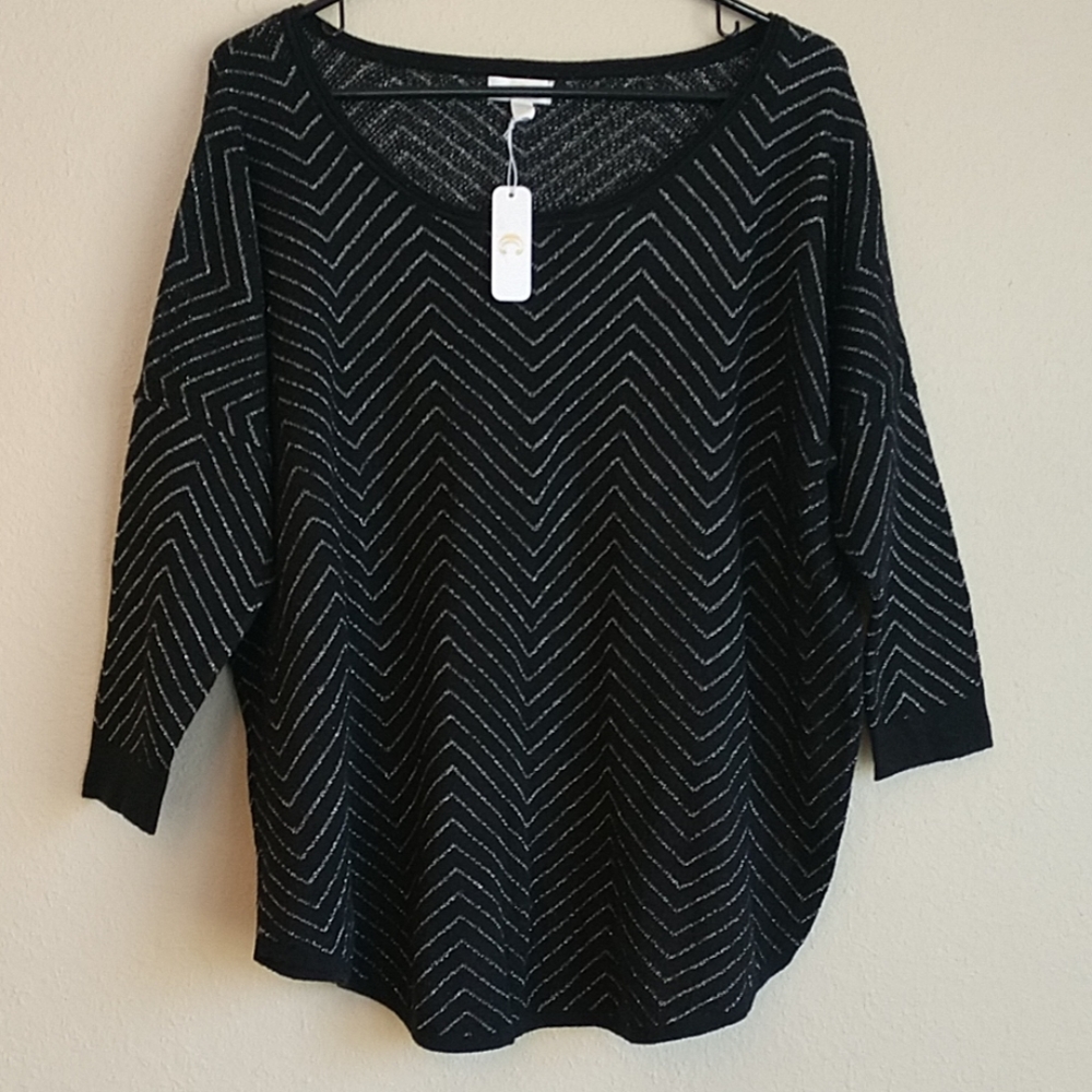 Silver Striped Zig Zag Sweater